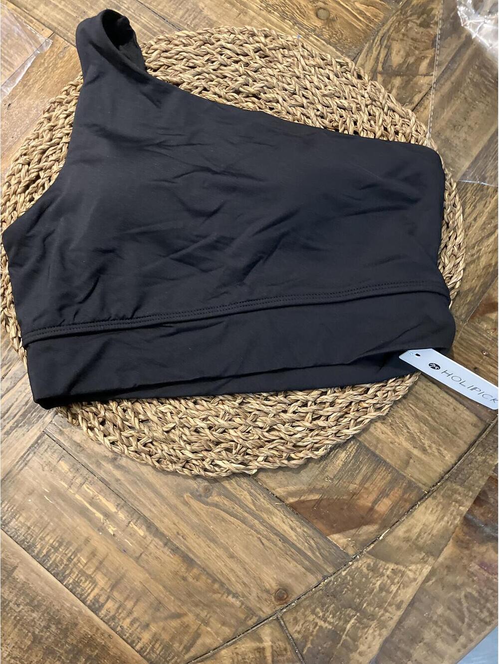 NWT Holipick Black One-Shoulder Crop Top